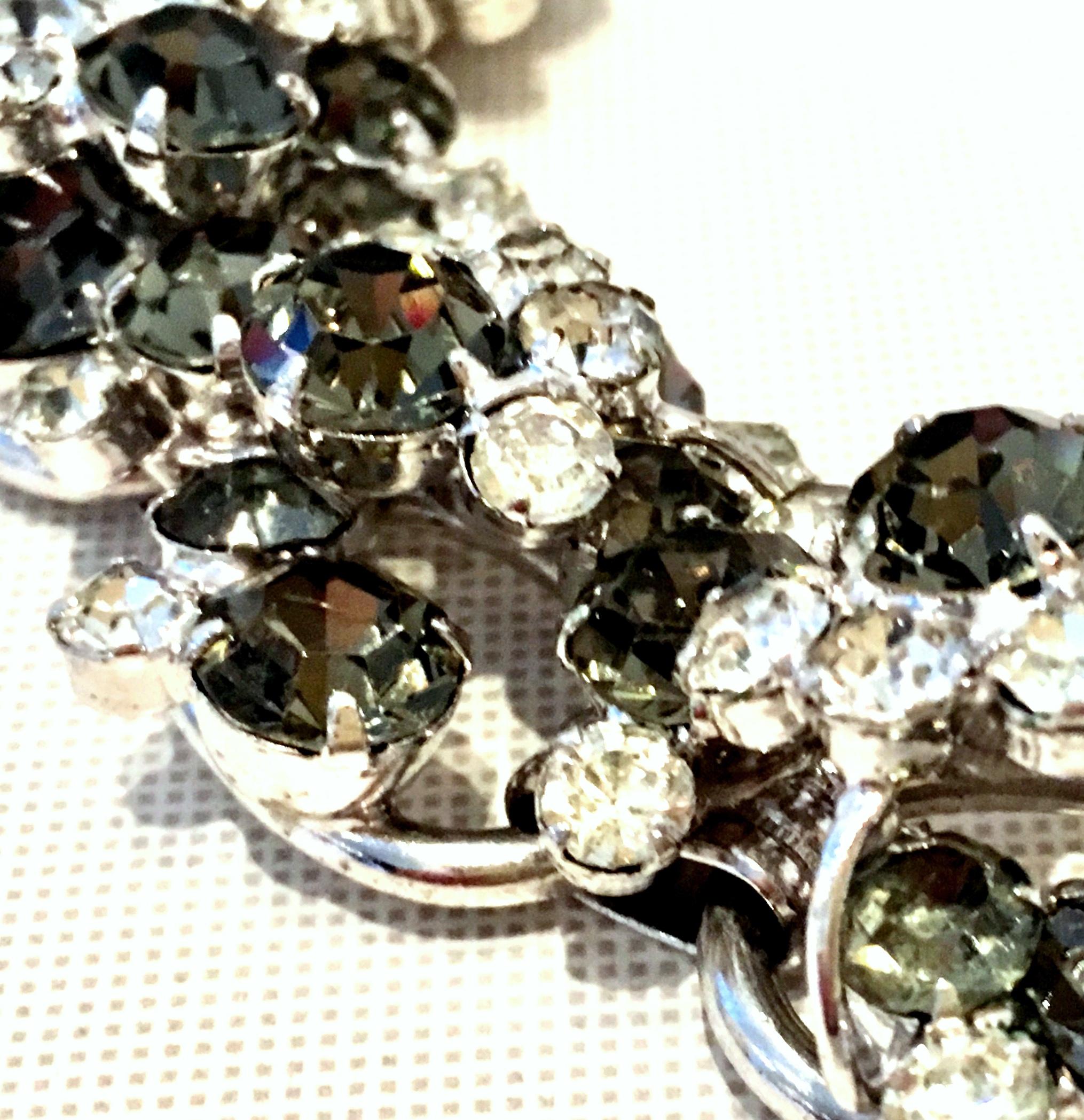 20th Century Italian 925 Silver & Swarovski Crystal Chain Link Choker Necklace For Sale 5