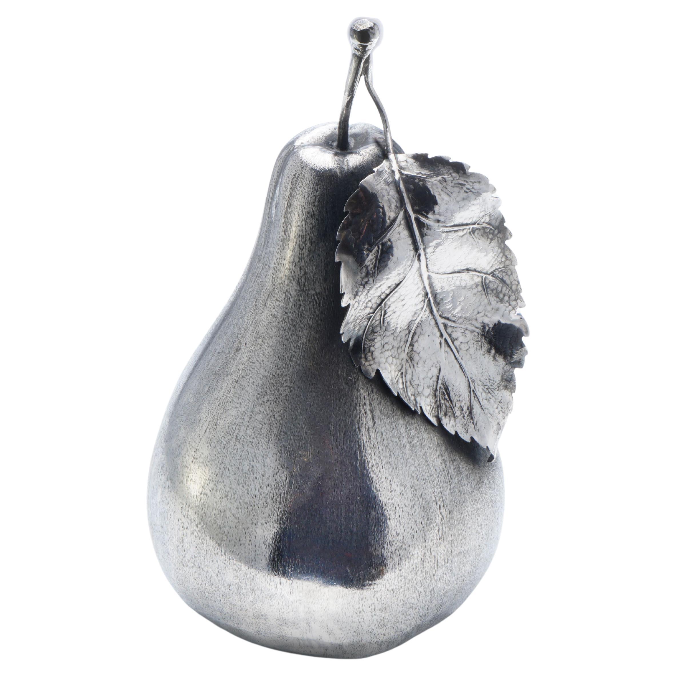 20th Century Italian 925 Sterling Silver Pear Table Lighter by Mario Buccellati For Sale
