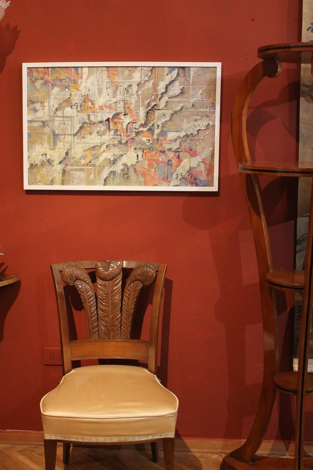 Pintura expresionista urbana abstracta acrílica italiana del siglo XX sobre lienzo en venta 3