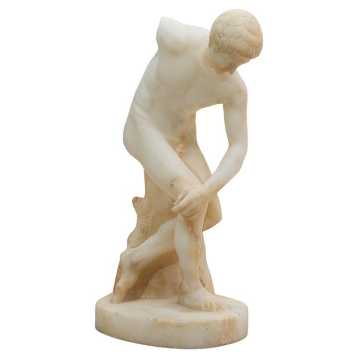 20th Century Italian Alabaster Discus Thrower Figure For Sale