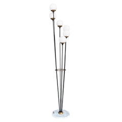 Mid-Century Modern Stilnovo Floor Lamp, Brass & Opaline Glass, Italy