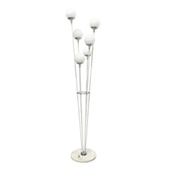 20th Century Italian Alberello Marble, Opaline Glass Floor Light by Stilnovo
