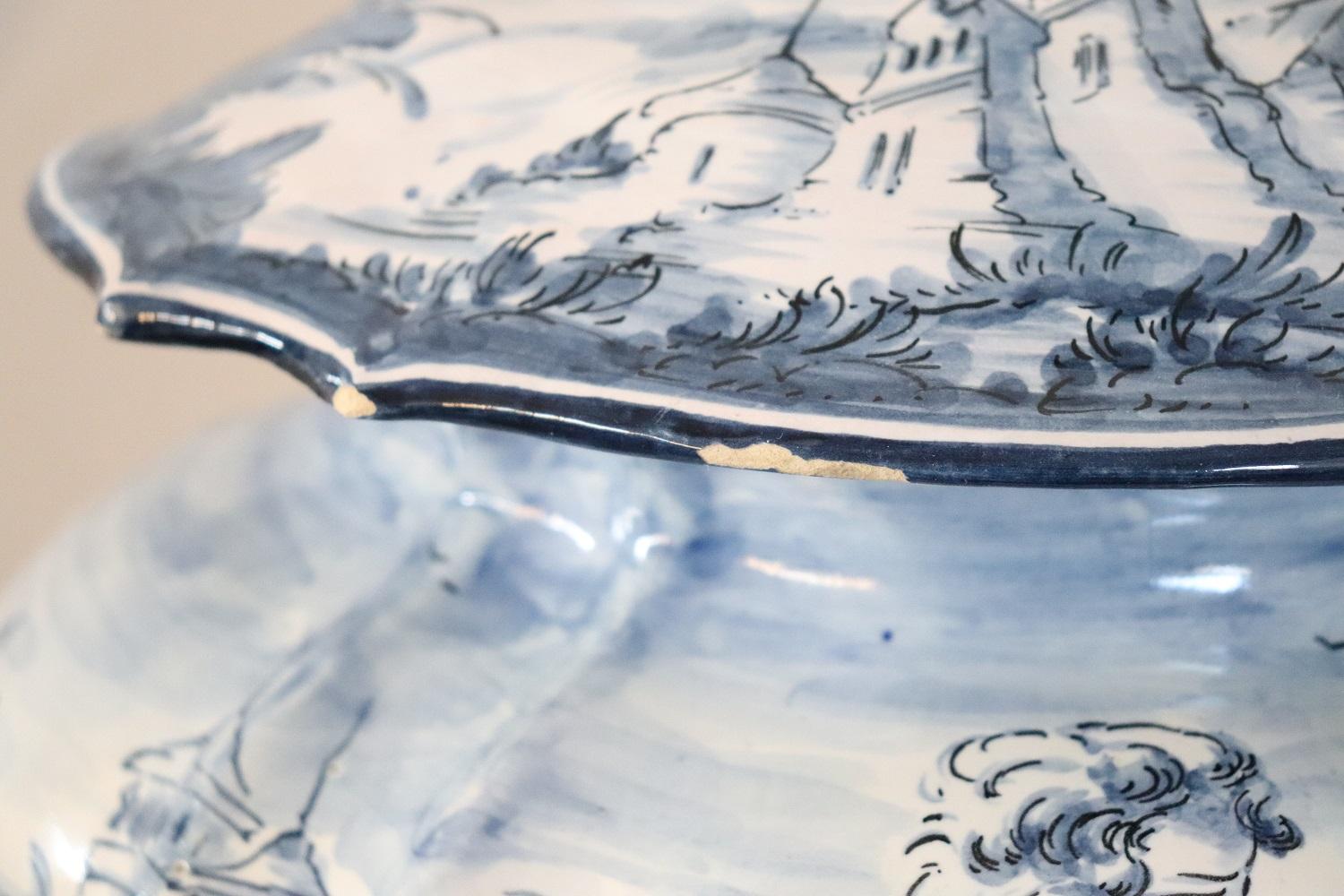 20th Century Italian Albisola Ceramic Vase with Blue Decorations by Alba Docilia For Sale 2