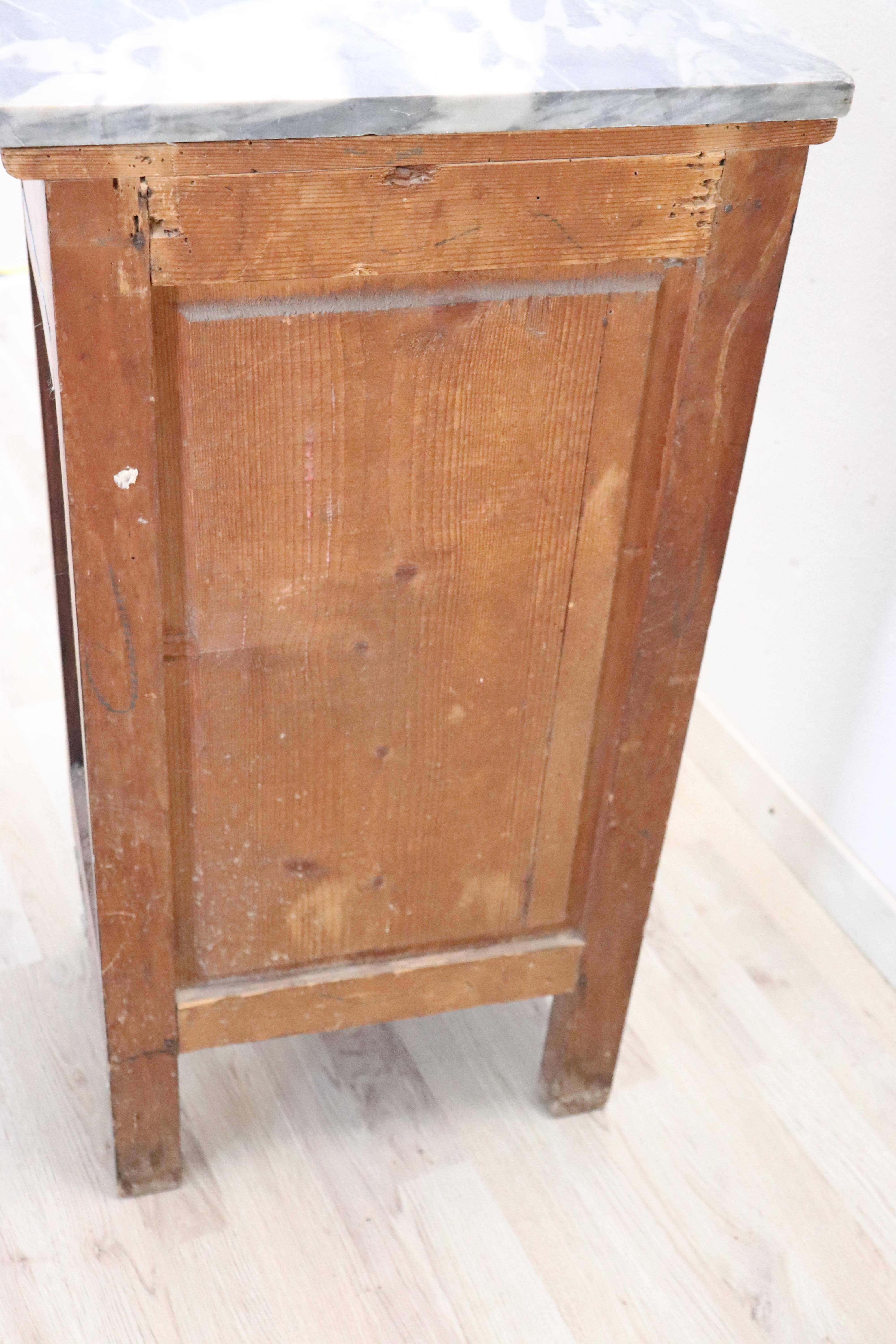 20th Century Italian Antique Cherry Wood Nightstand with Marble Top 2