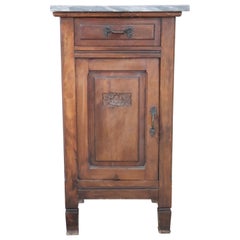 20th Century Italian Used Cherry Wood Nightstand with Marble Top