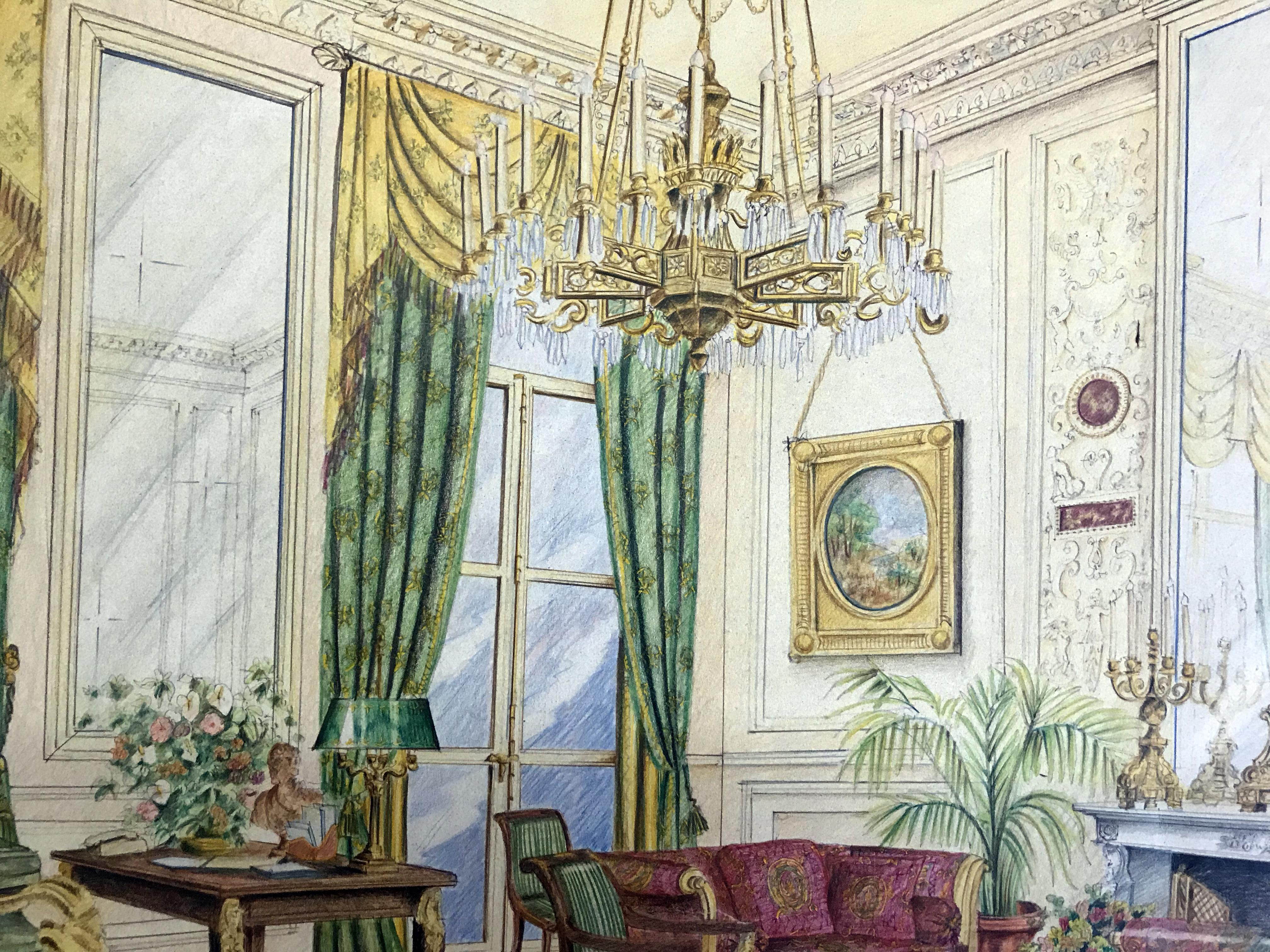20th Century Italian Architectural Original Executive Sketch Hotel Ritz Paris For Sale 4