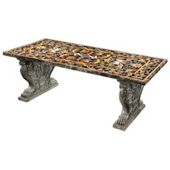 20th Century Italian Architectural Specimen Marble Centre Table, Lion Paw Feet