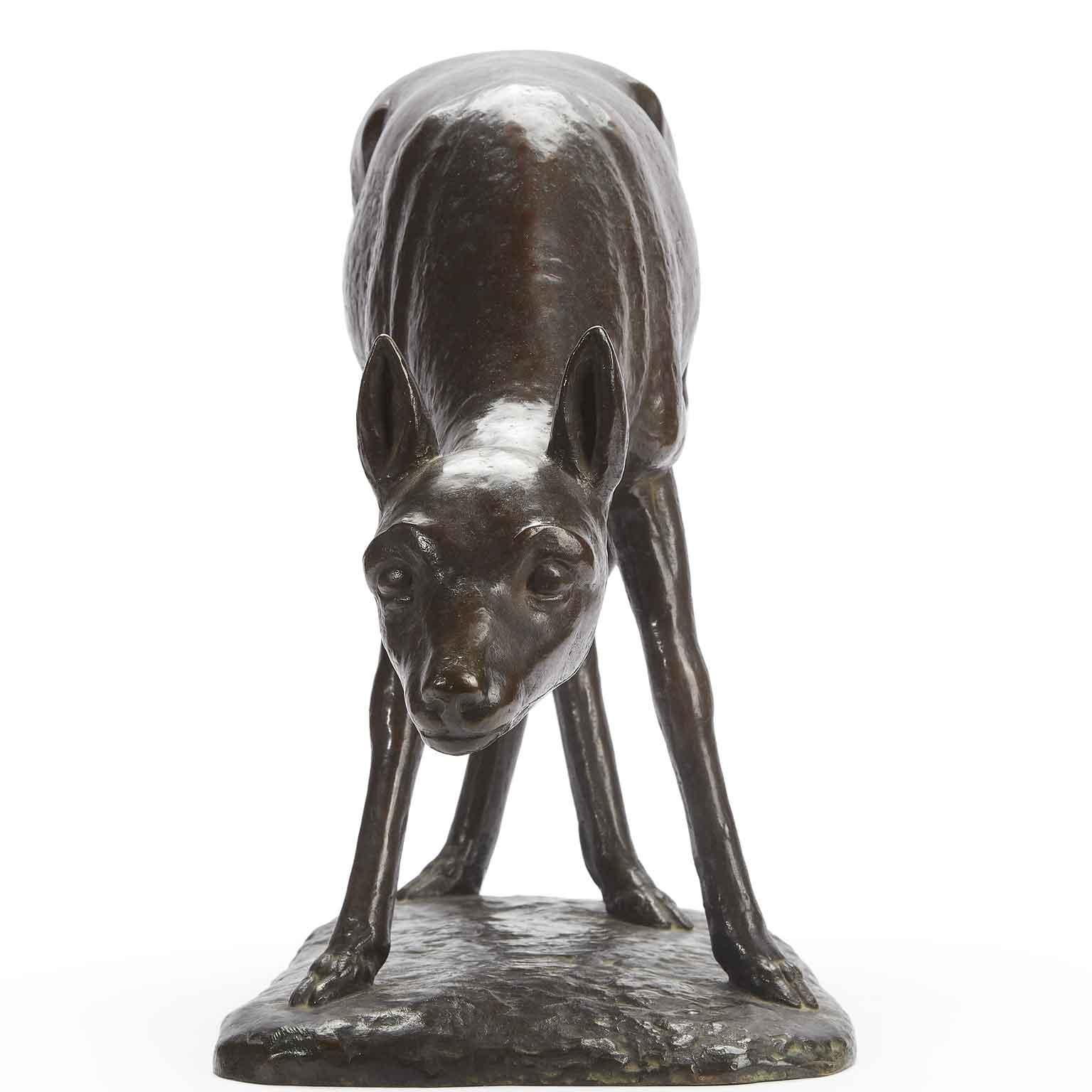 Cast Deer Figure by Italian Buonapace Art Deco Animalier Bronze Sculpture 1930 circa  For Sale