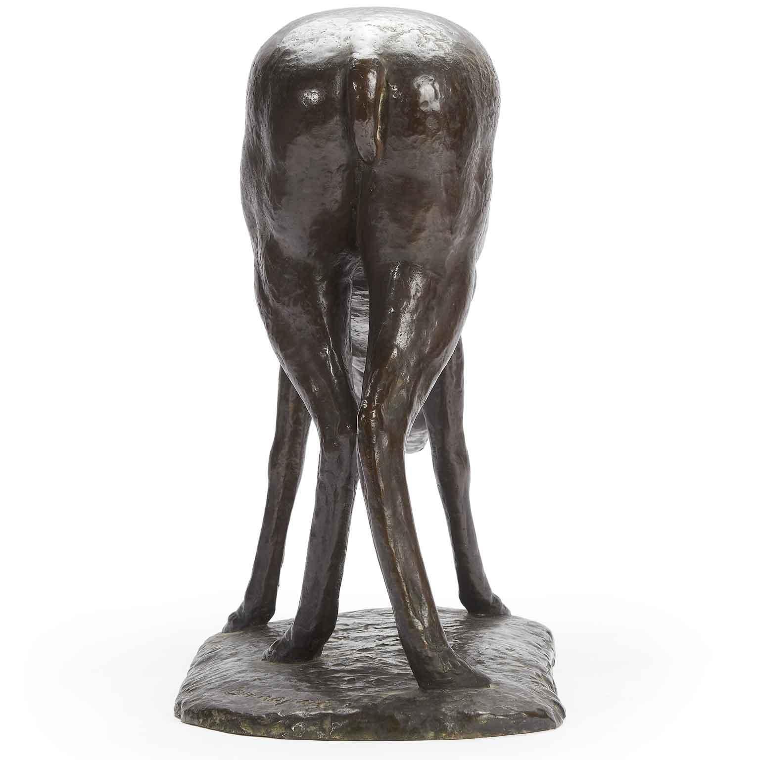 20th Century Deer Figure by Italian Buonapace Art Deco Animalier Bronze Sculpture 1930 circa  For Sale
