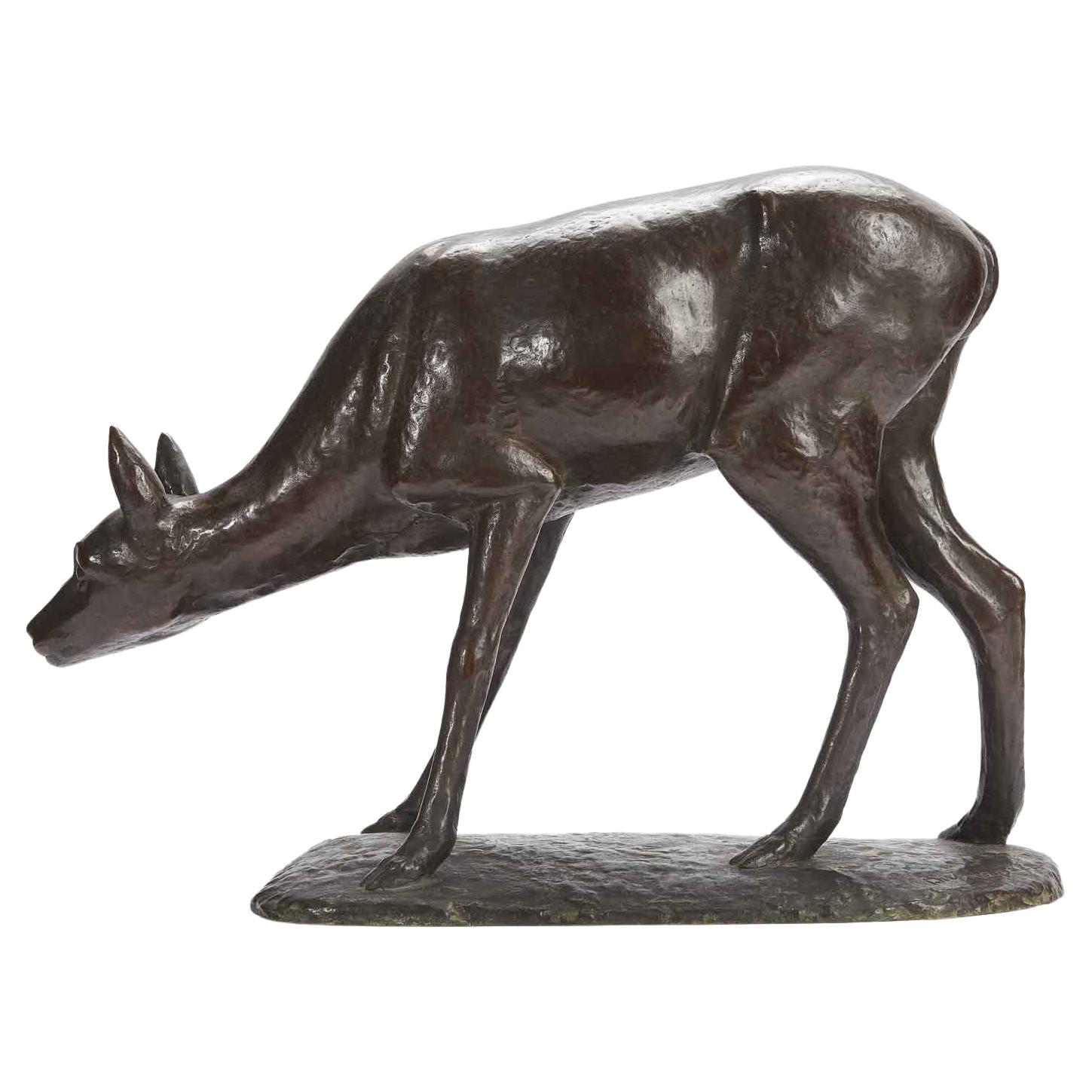 Hirschfigur des italienischen Buonapace, Art-déco-Tierskulptur, Bronzeskulptur, 1930 (Art déco) im Angebot