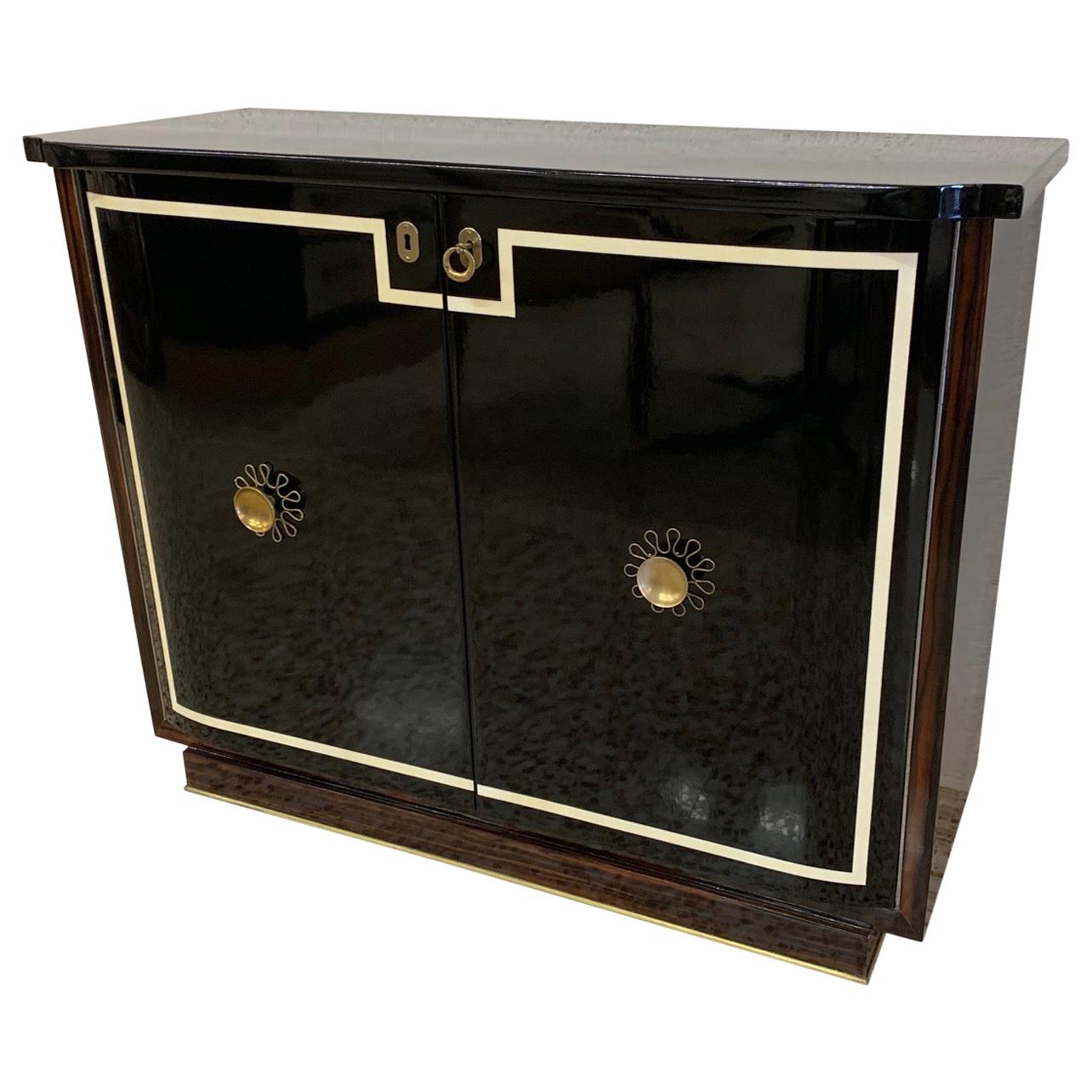 20th Century Italian Art Deco Black Lacquered Sideboard
