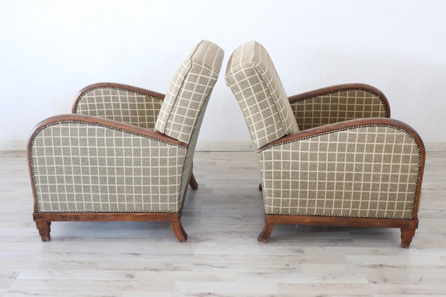 20th Century Italian Art Deco Pair of Armchairs 2