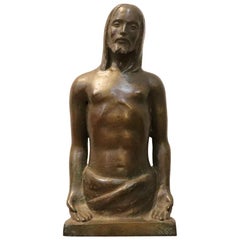 20th Century Italian Art Deco Sculpture in Bronze Religious Subject, Christ