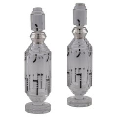 Paar Karaffen aus massivem Silber und Glas aus dem italienischen Art déco des 20. Jahrhunderts, um 1930 Paar Karaffen aus massivem Silber und Glas aus dem italienischen Art déco des 20. Jahrhunderts, um 1930