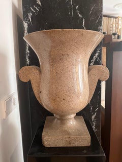 20th Century Italian Art Deco Stone Urn Vase with Scroll Handles