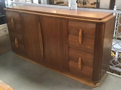 20th Century Italian Art Deco Teak Wood Cupboard with Drawers and Shutters