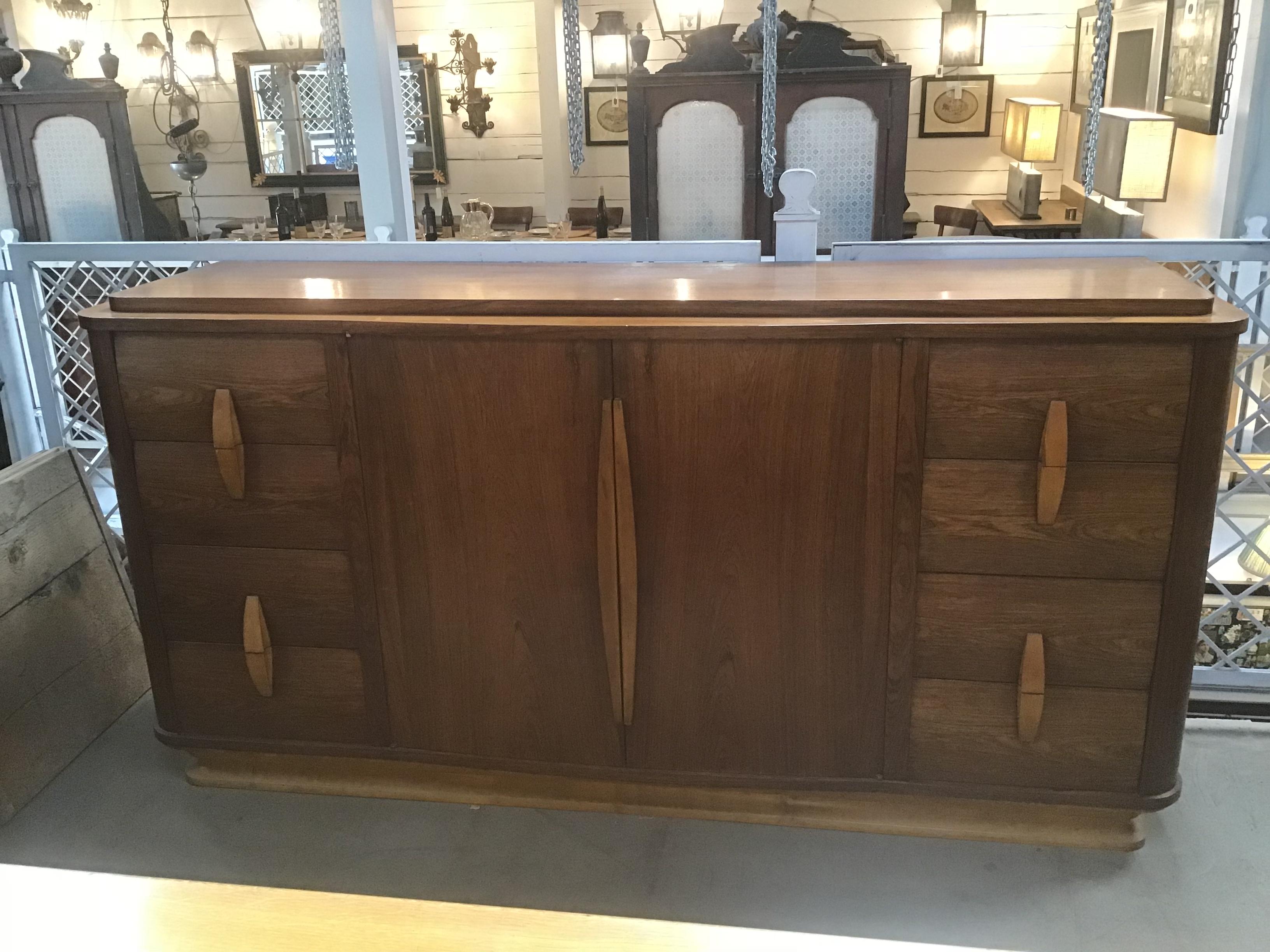 20th Century Italian Art Deco Teak Wood Cupboard with Drawers and Shutters In Good Condition For Sale In Florence, IT