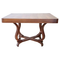 20th Century Italian Art Deco Veneered  Walnut Dining Table 