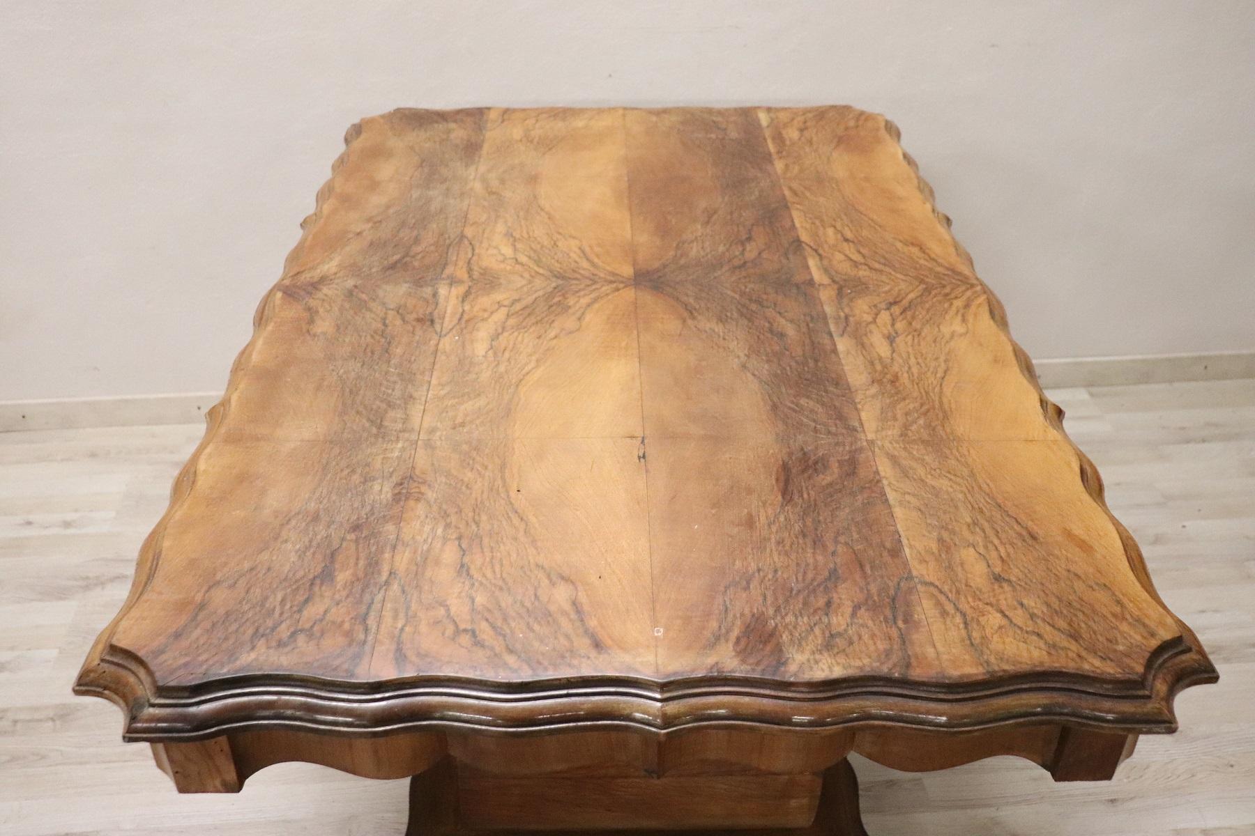 20th Century Italian Art Deco Walnut Burl Dining Table or Center Table 2