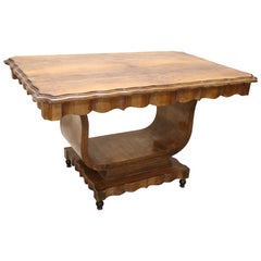 20th Century Italian Art Deco Walnut Burl Dining Table or Center Table