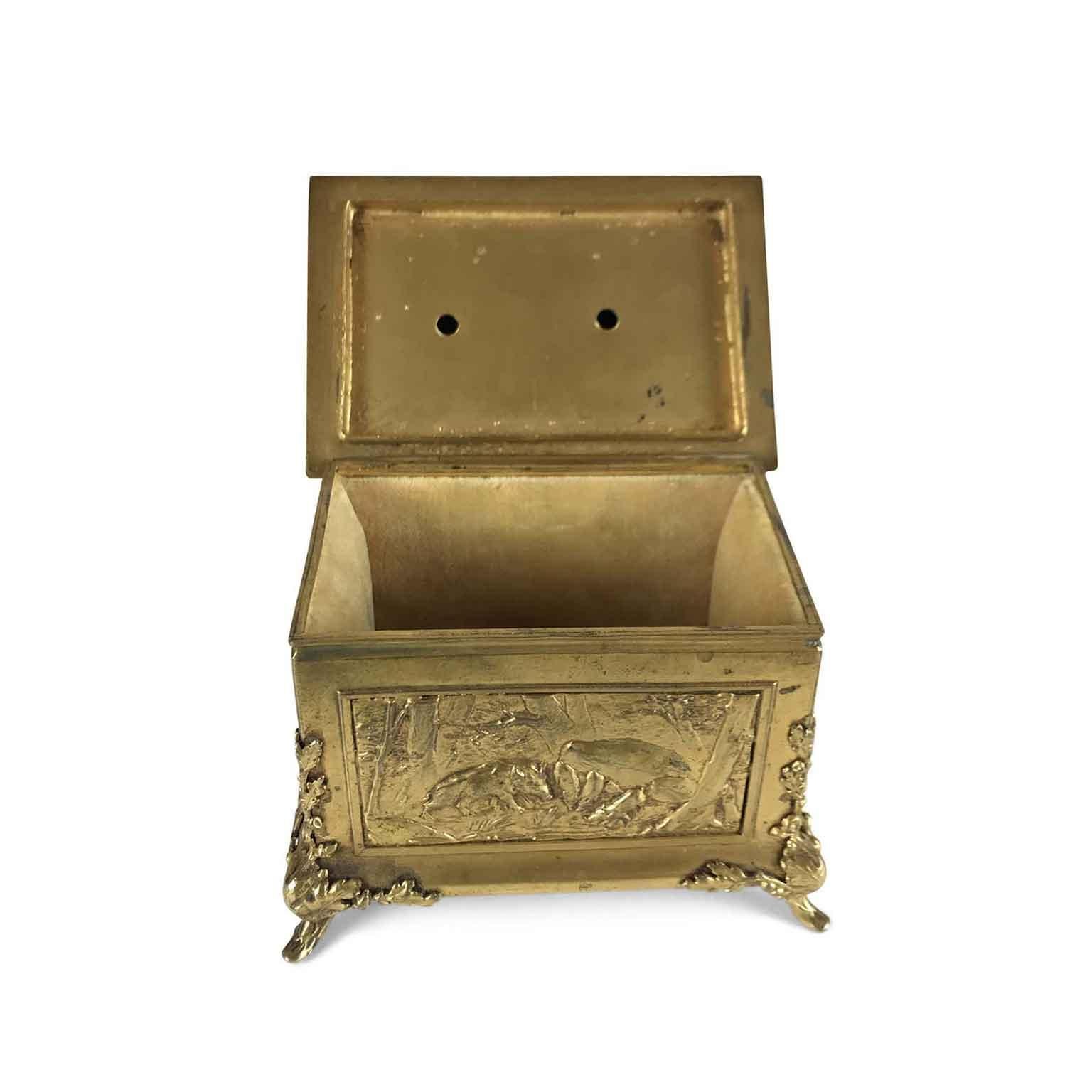 20th Century Italian Art Nouveau Animalier Gilded Jewelry Box 5