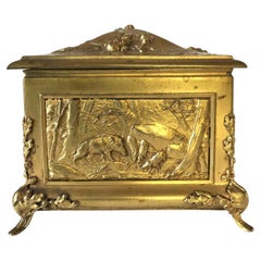 20th Century Italian Art Nouveau Animalier Gilded Jewelry Box