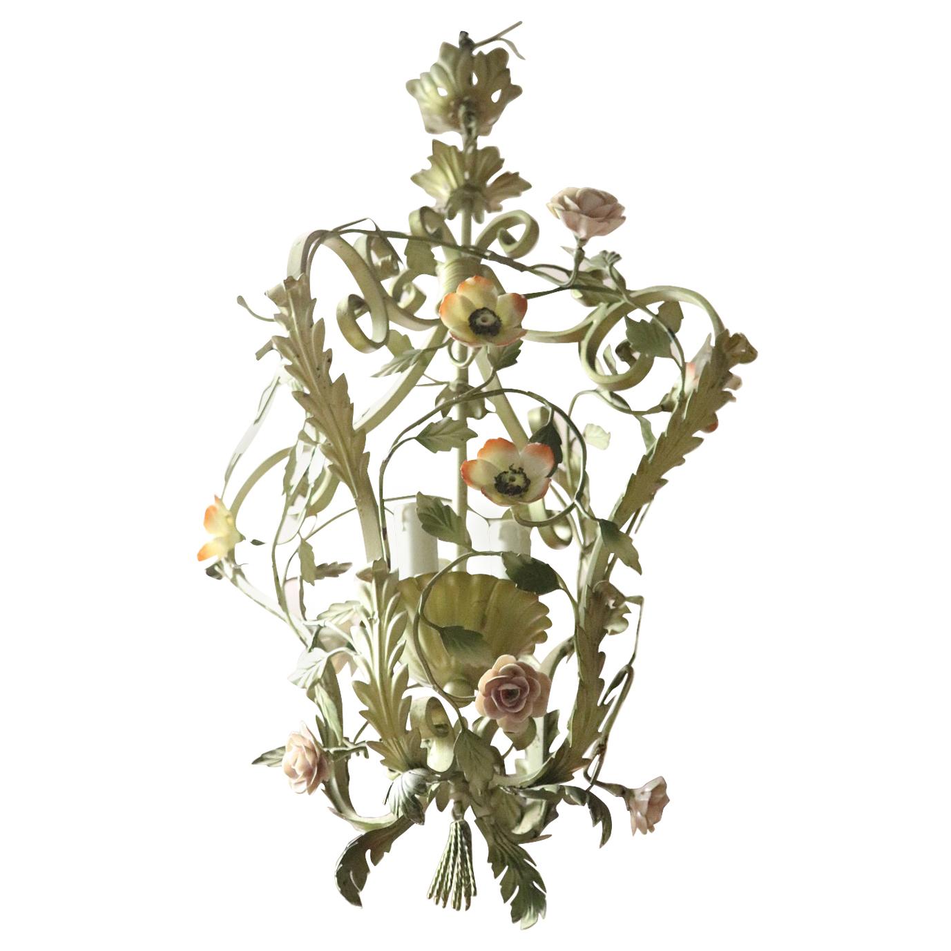 20th Century Italian Art Nouveau Chandelier in Painted Forged Iron