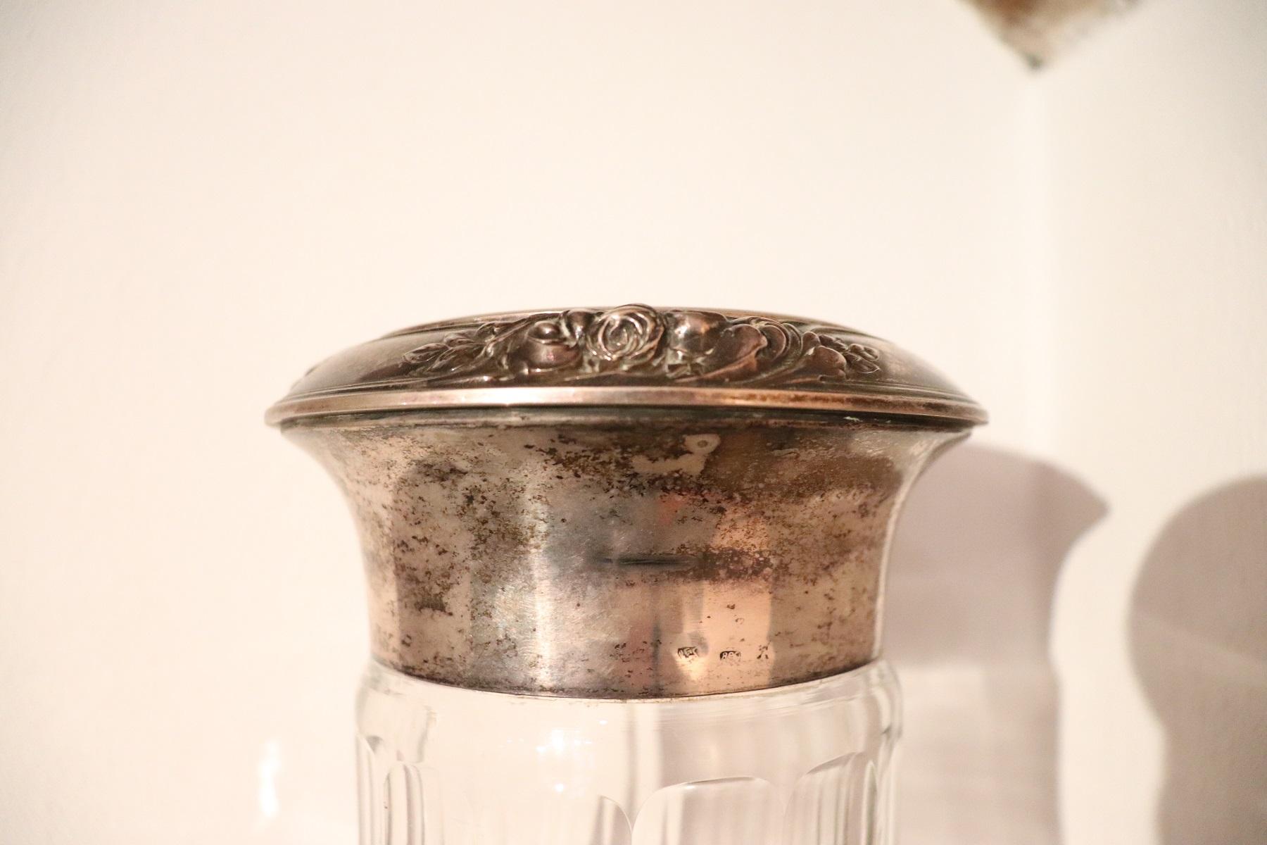20th Century Italian Art Nouveau Crystal and Silver Vase, 1920s In Excellent Condition In Casale Monferrato, IT