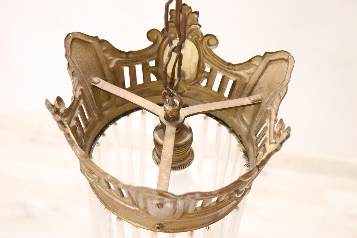 20th Century Italian Art Nouveau Gilded Bronze Chandelier, 1910s For Sale 1