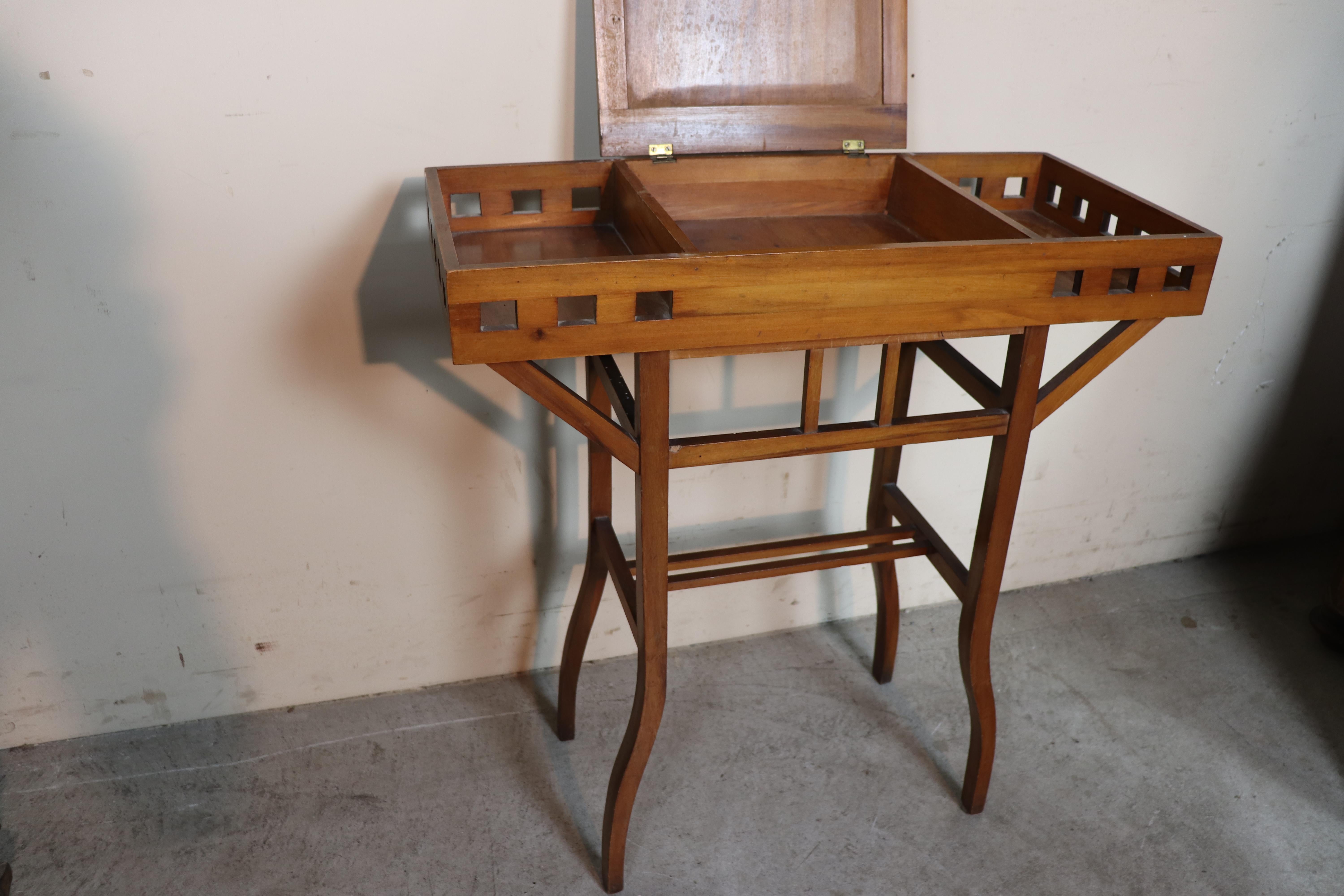 Cherry 20th Century Italian Art Nouveau Sewing Table or Side Table