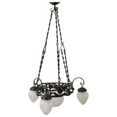 20th Century Italian Art Nouveau Wrought Iron Chandelier
