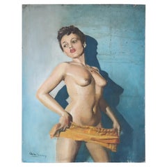 20th Century Italian Artist Portrait of a Pin Up Girl, Signed, 1960s