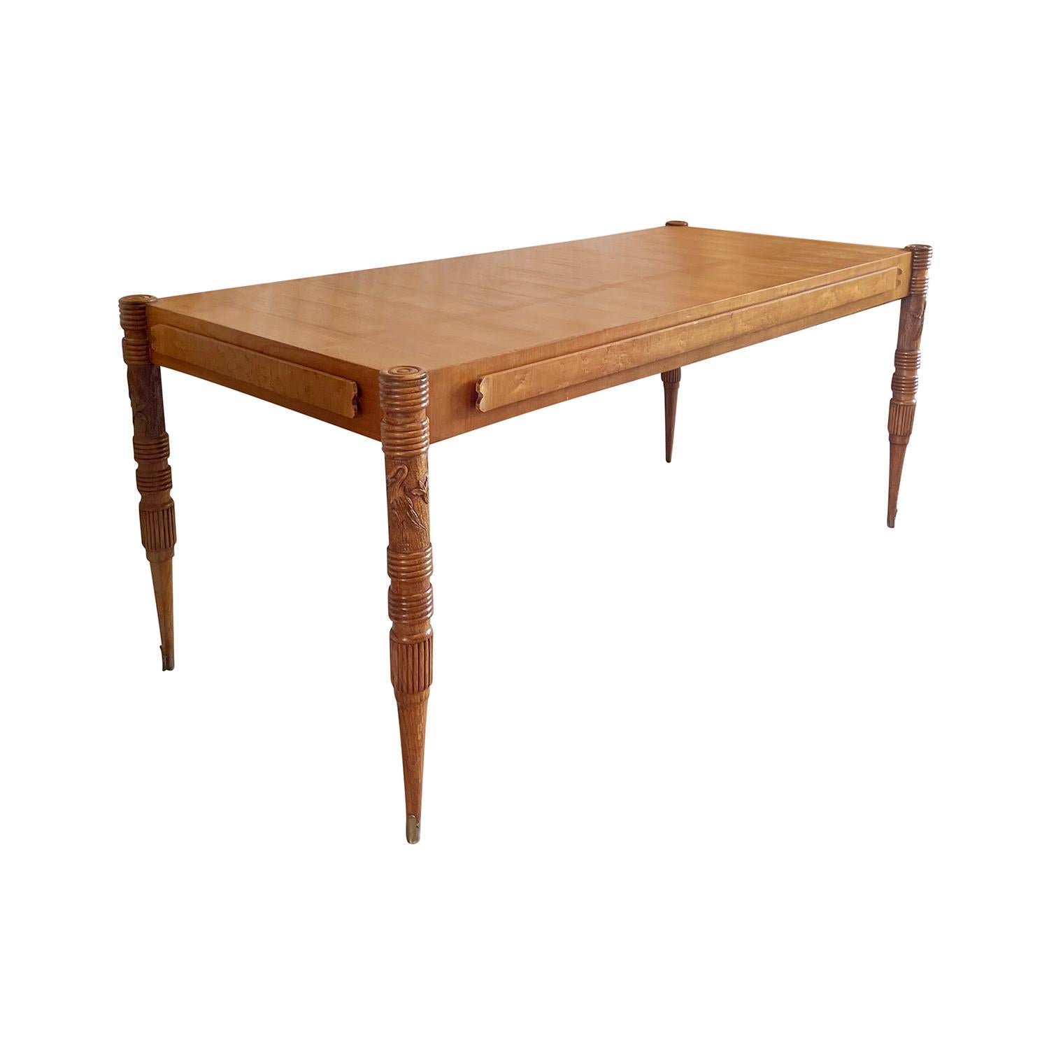 Hand-Carved 20th Century Italian Vintage Ashwood Dining Room Table by Pier Luigi Colli For Sale