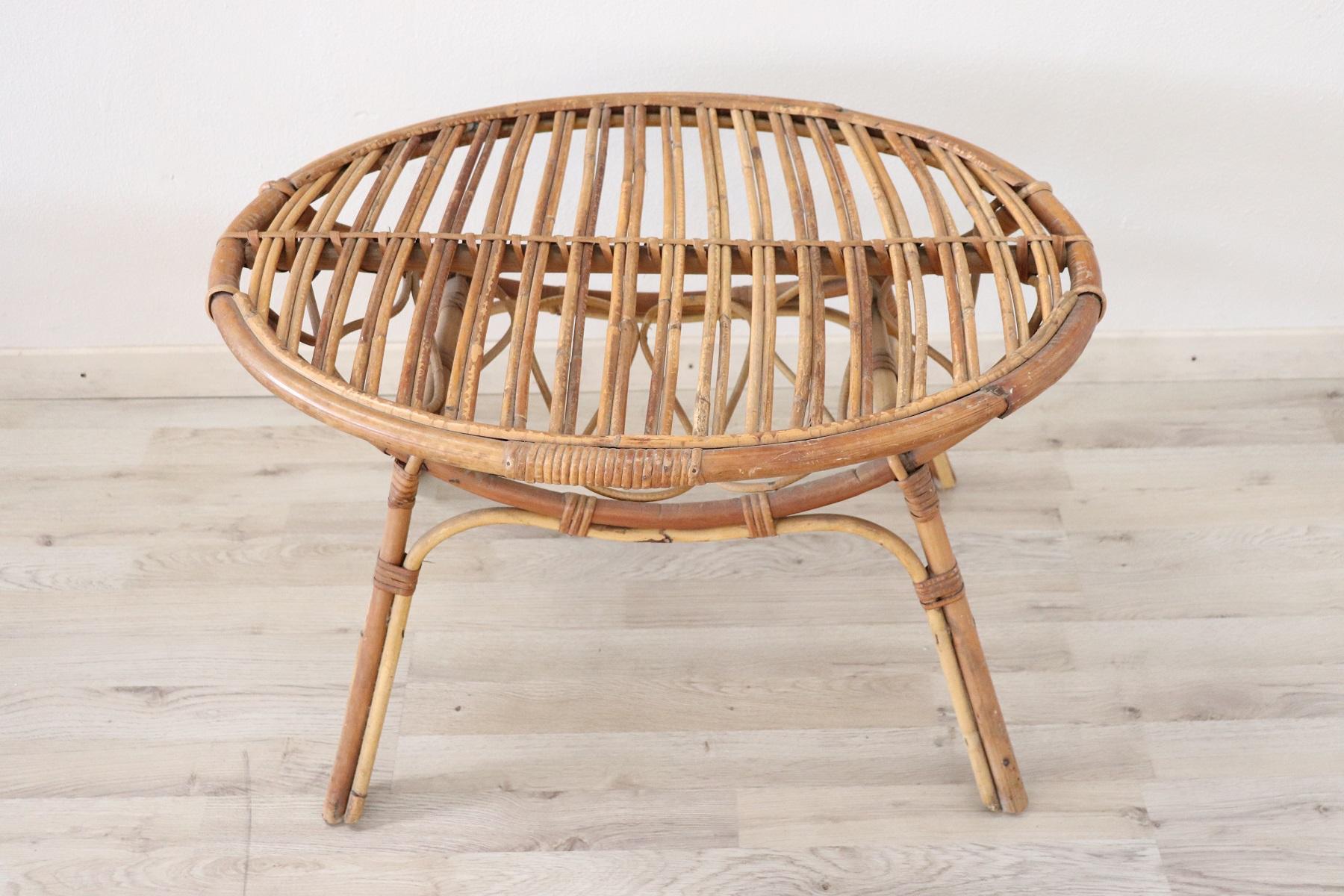 20th Century Italian Bamboo and Rattan Living Room Set of 4 Pieces, 1960s 7