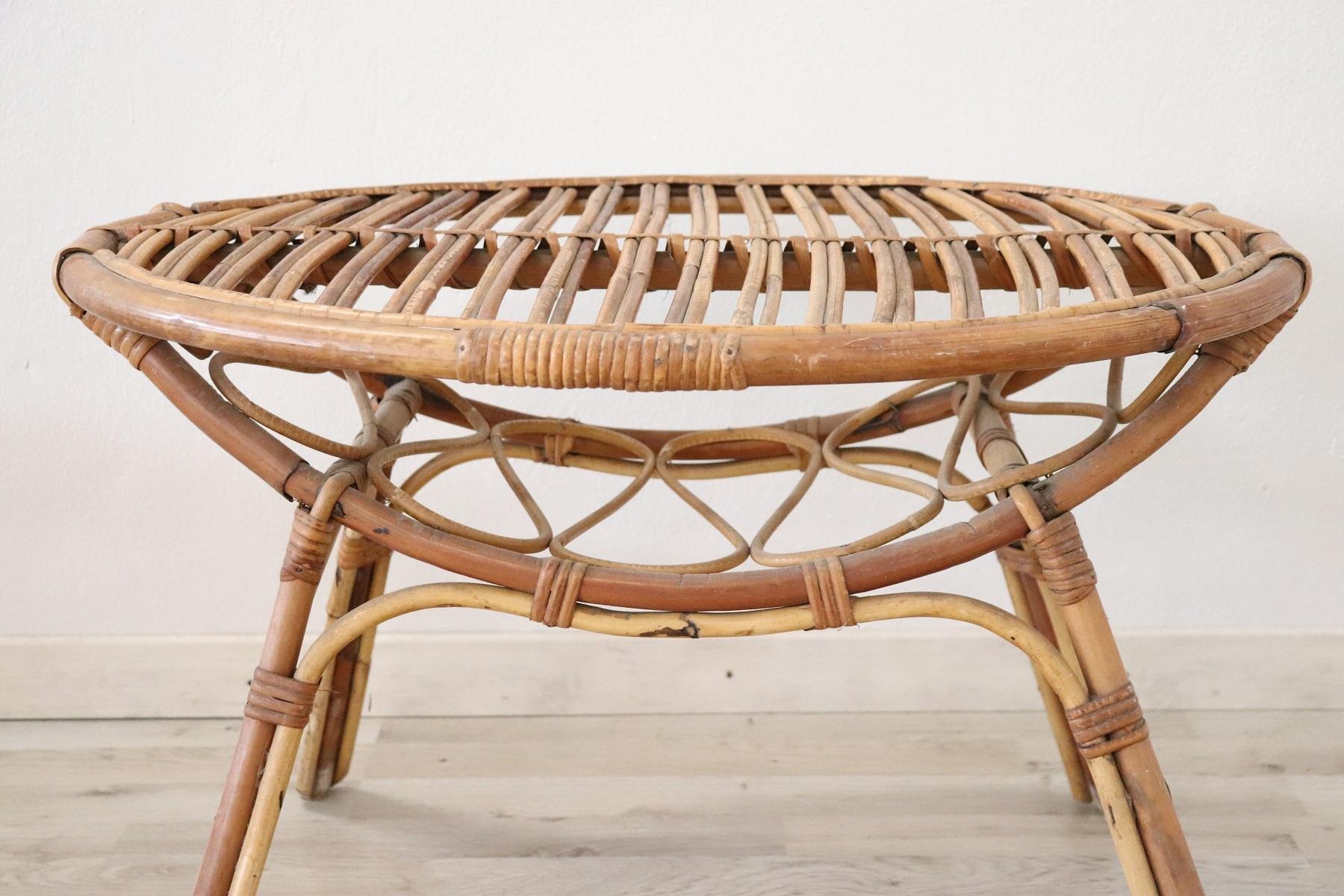 20th Century Italian Bamboo and Rattan Living Room Set of 4 Pieces, 1960s 8