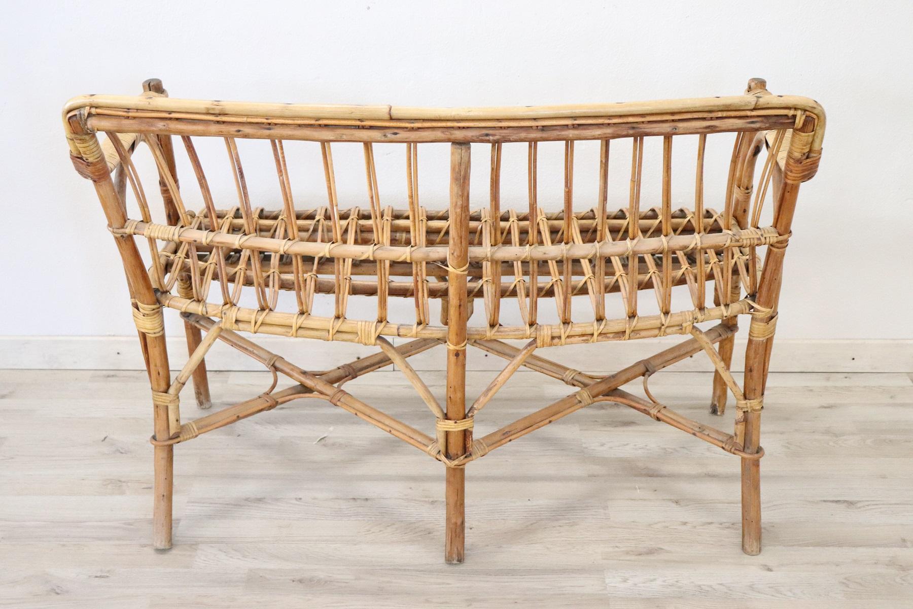 20th Century Italian Bamboo and Rattan Living Room Set of 4 Pieces, 1960s 1