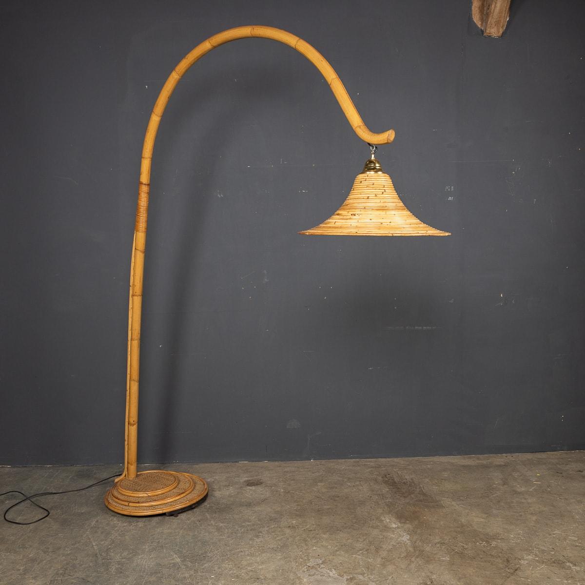 20th Century Italian Bamboo Arc Floor Lamp by Vivai del Sud, circa 1970 In Good Condition For Sale In Royal Tunbridge Wells, Kent