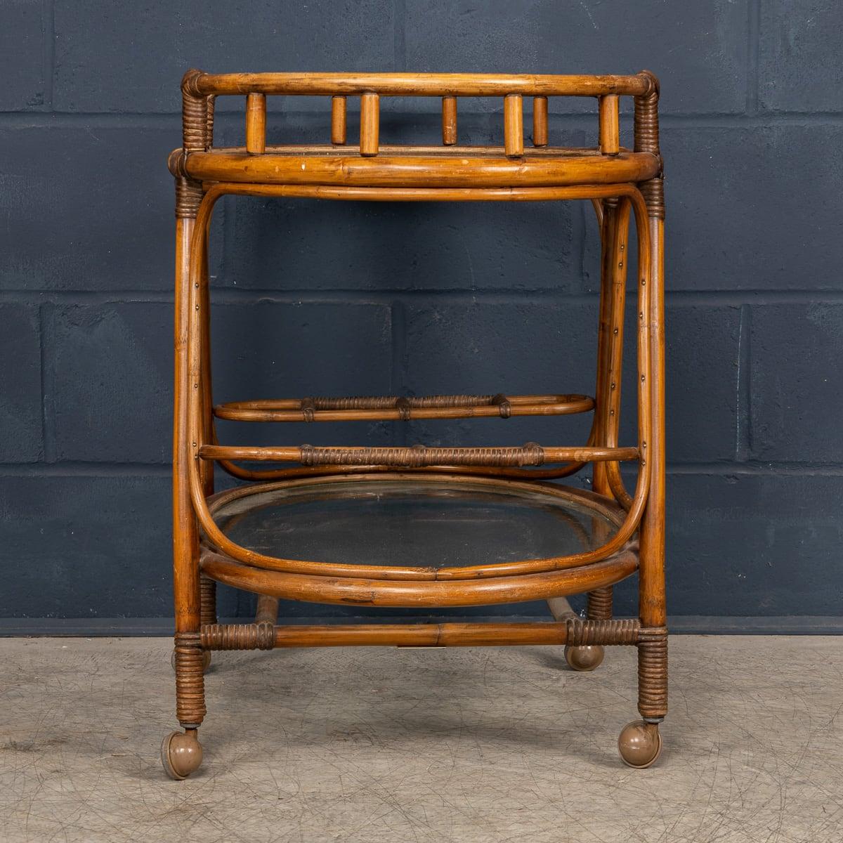 Bambou Chariot italien pour boissons en bambou du 20ème siècle, vers 1970 en vente