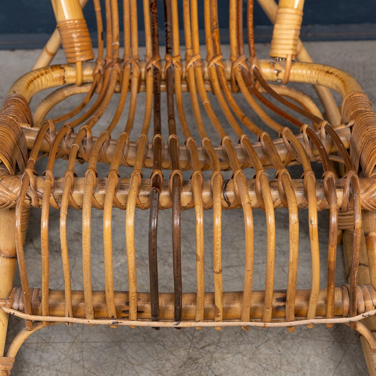 Sedia a dondolo in bambù e rattan del XX secolo, 1960 ca. in vendita 12