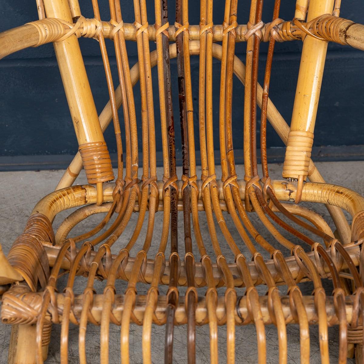 Chaise à bascule italienne du 20ème siècle en bambou et rotin, vers 1960 en vente 13