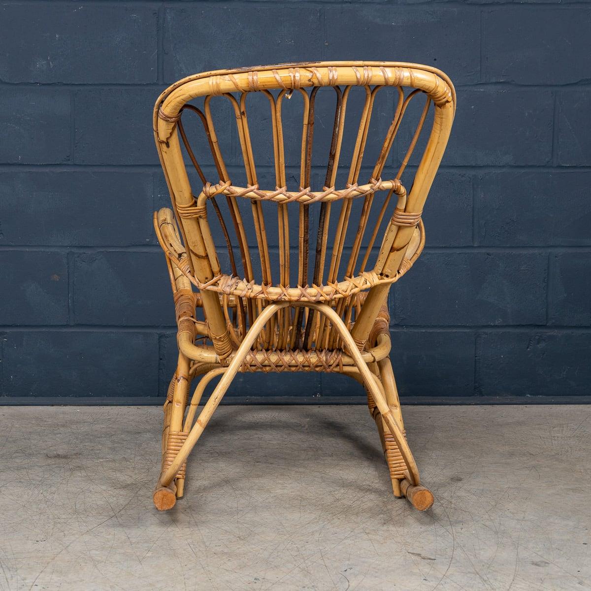 Altro Sedia a dondolo in bambù e rattan del XX secolo, 1960 ca. in vendita