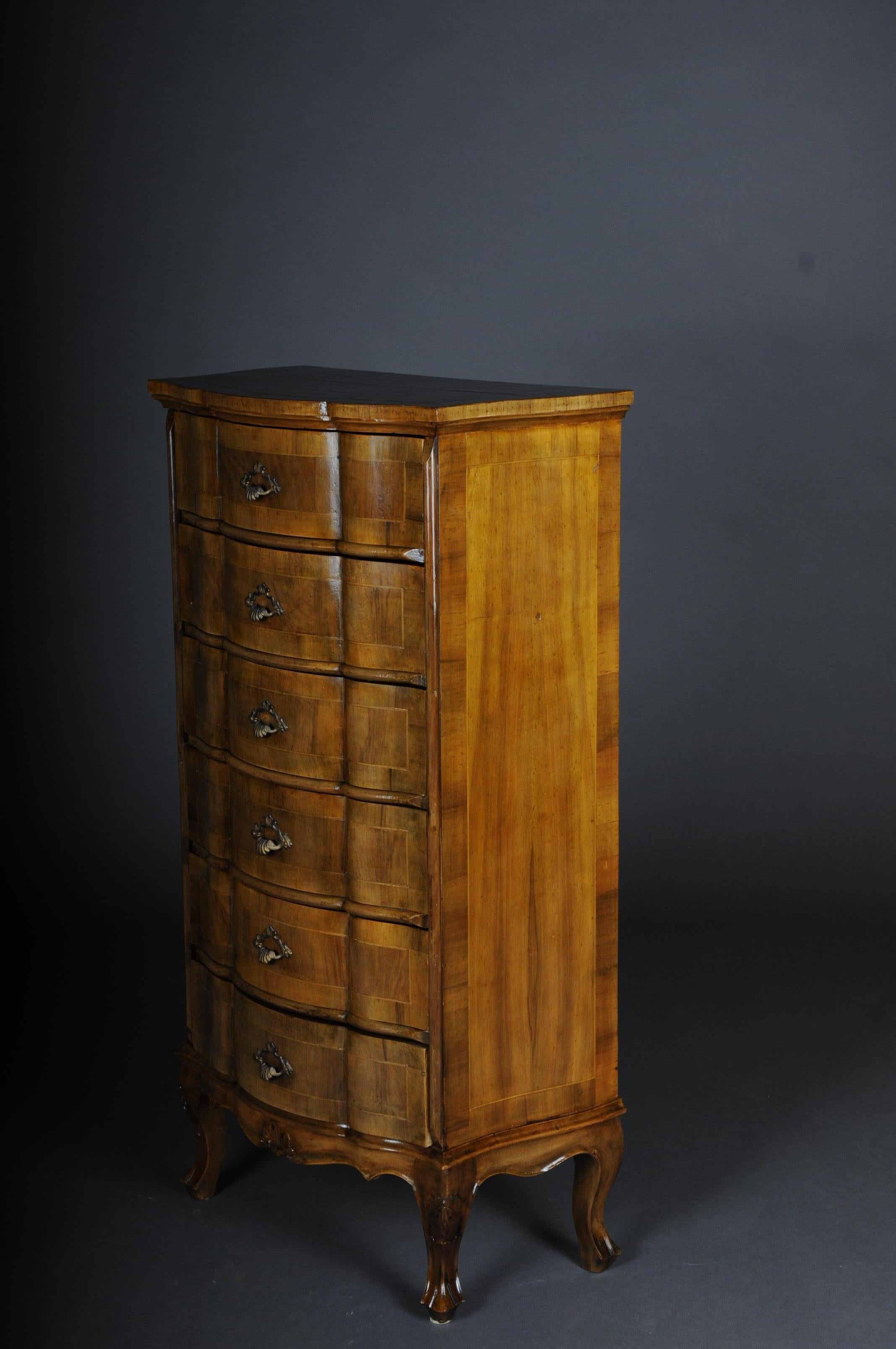 Walnut 20th Century Italian Baroque Chiffonniere/High Chest of Drawers For Sale