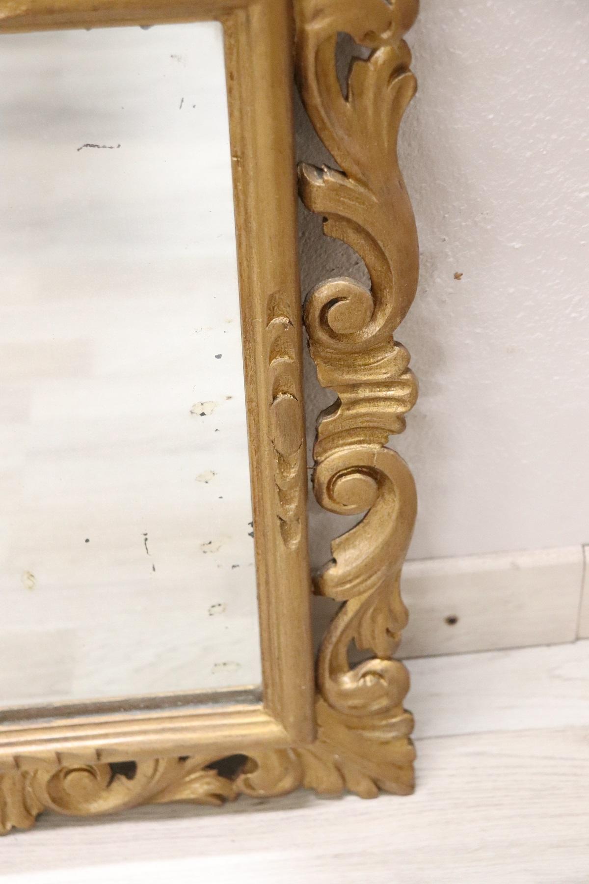 Mid-20th Century 20th Century Italian Baroque Style Carved and Gilded Wood Wall Mirror