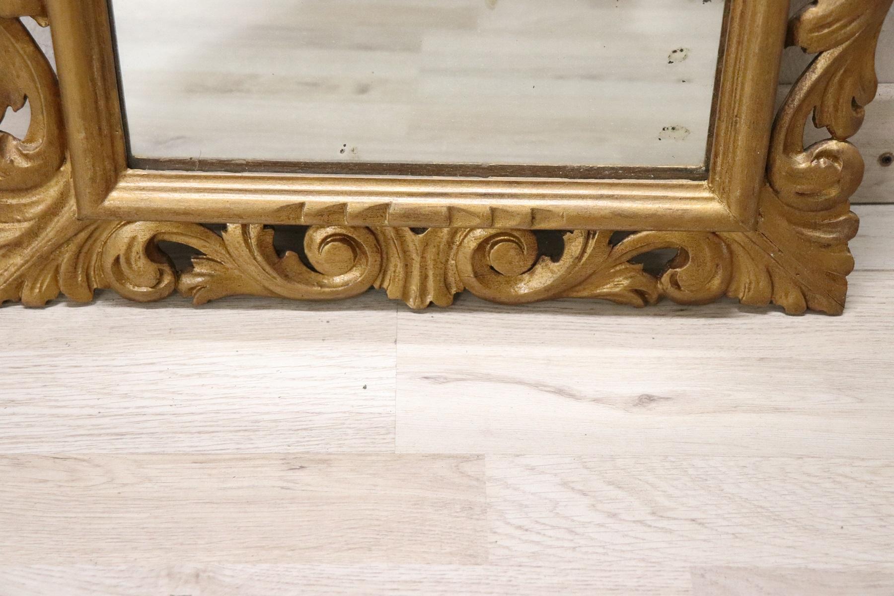 20th Century Italian Baroque Style Carved and Gilded Wood Wall Mirror 1