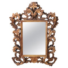 20th Century Italian Baroque Style Carved and Gilded Wood Wall Mirror