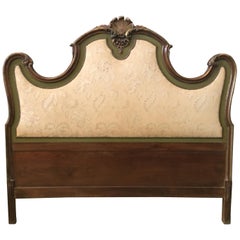 20th Century Italian Baroque Style Carved and Gilded Wood with Fabric Headboard
