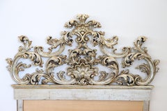 20th Century Italian Baroque Style Carved Gilded and Silvered Wood Double Bed