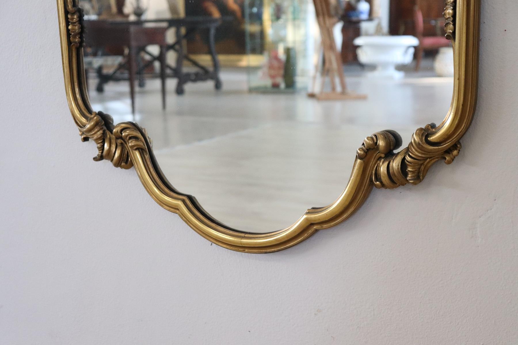 Baroque Revival 20th Century Italian Baroque Style Carved Gilded Wood Wall Mirror