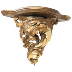 20th Century Italian Baroque Style Carved Wood Corner Shelve or Corner Console