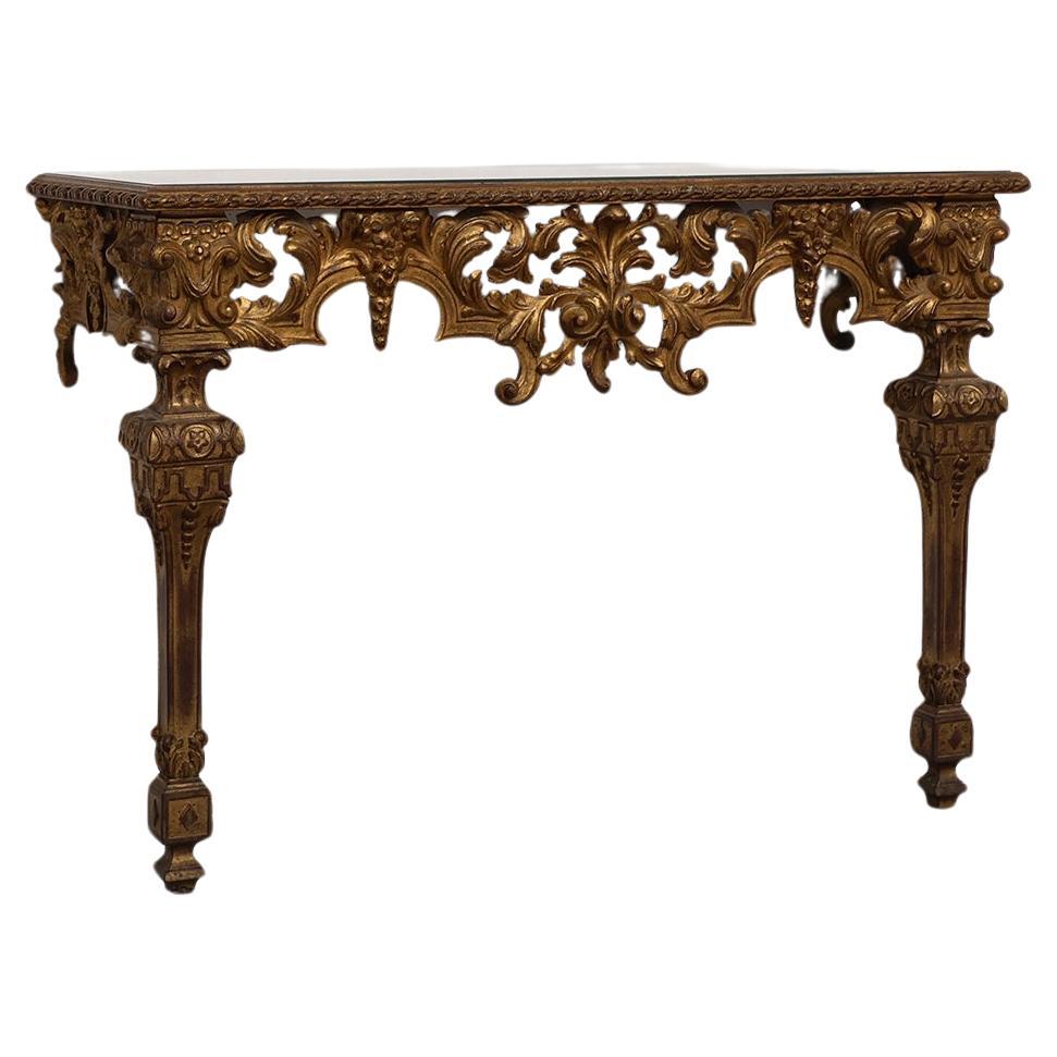 20th Century Italian Baroque style gilded and carved wall console For Sale